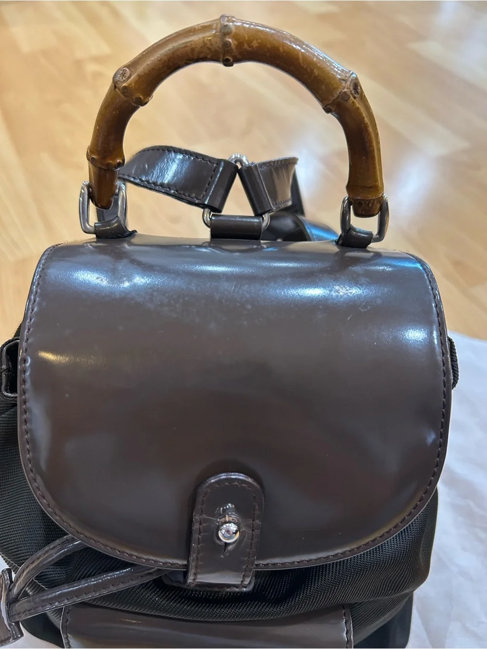 Vintage Gucci Bamboo Mini Nylon Backpack (1990s) with COA